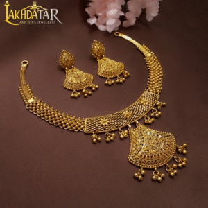 Traditional Antique Gold Necklace Set with Earrings