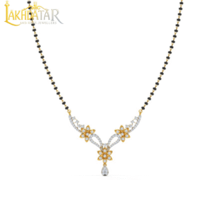 Floral Diamond Studded Gold Mangalsutra