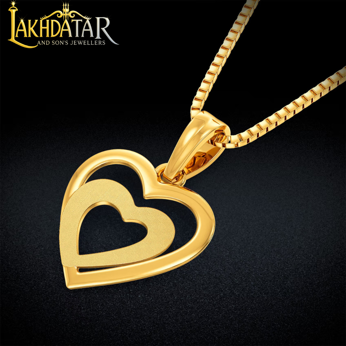 Double Heart Gold Pendant - Image 4