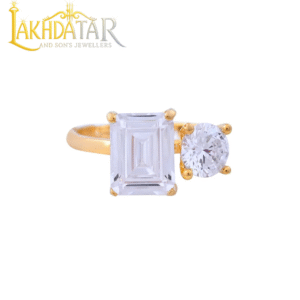 Duality Glow: Yellow Gold Dual Diamond Ring