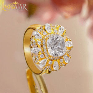 Luxury Gold-Plated Swirl Bypass Ring with Baguette & Pavé CZ Stones