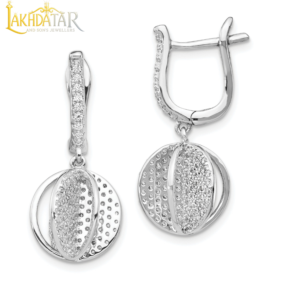 925 Sterling Silver Sparkling Round Drop Earrings for Women