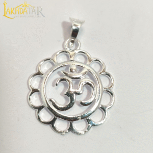 Divine Om Symbol Silver Pendant with Floral Mandala Design